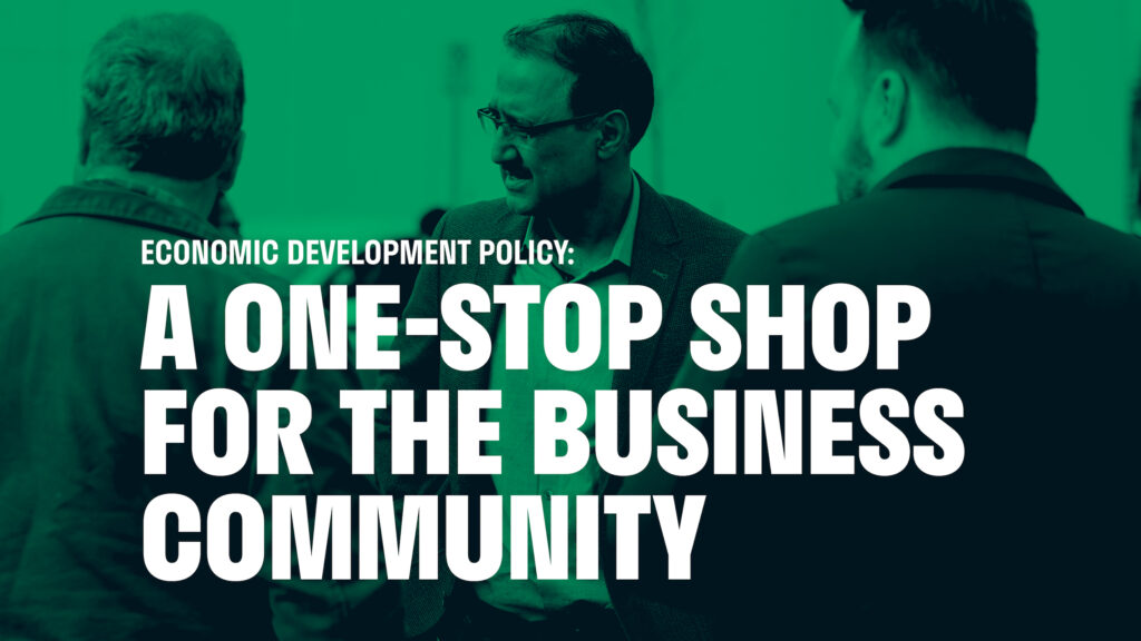An image of Amarjeet Sohi meeting with citizens. The text on the images says "Economic Development Policy: A one-stop shop for the business community"